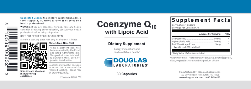  Coenzyme Q-10 with Lipoic Acid (Douglas Labs) label