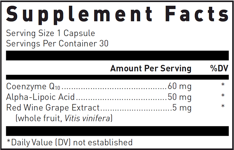 Coenzyme Q-10 with Lipoic Acid (Douglas Labs) supplement facts