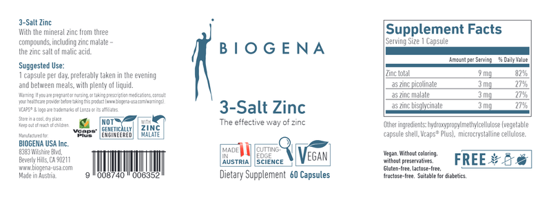 3-Salt Zinc Biogena Label