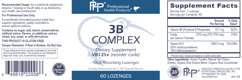 3B Complex Professional Health Products Label