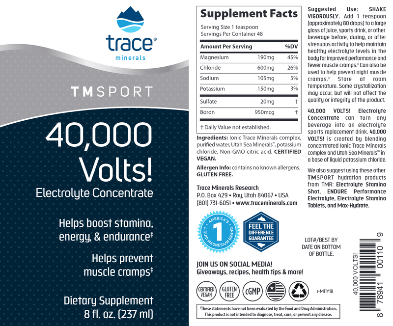 40,000 Volts Trace Minerals Research label