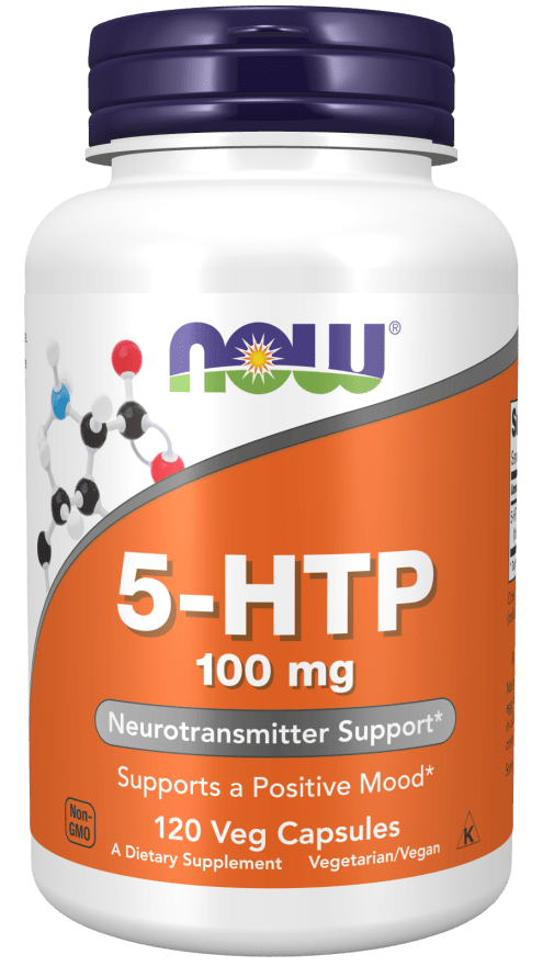 5-HTP 100 mg 120 Veg Capsules (NOW) Front