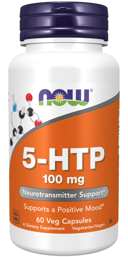 5-HTP 100 mg 60 Veg Capsules (NOW) Front