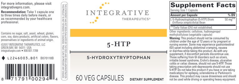 5-HTP (Integrative Therapeutics) Label