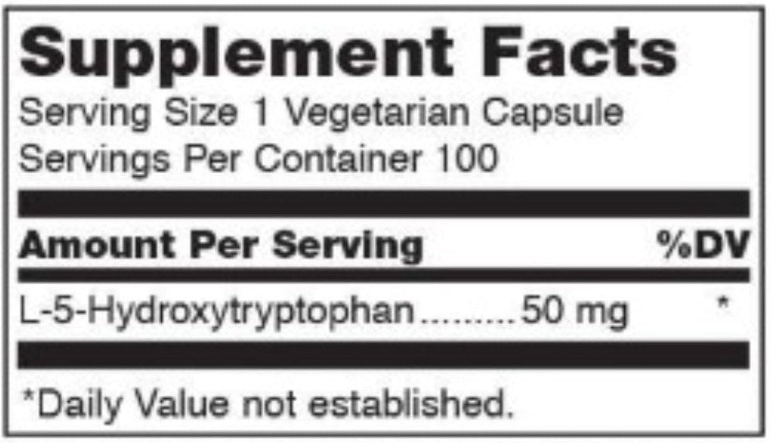 5-Htp (50 Mg) Supplement Facts Label