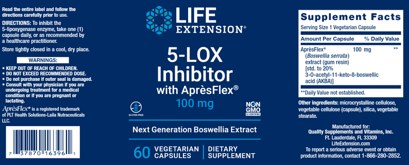 5-LOX Inhibitor with AprèsFlex® (Life Extension) Label