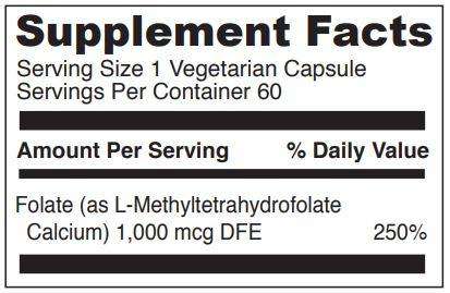 5 MTHF 1 Mg (DaVinci Labs) Supplement Facts