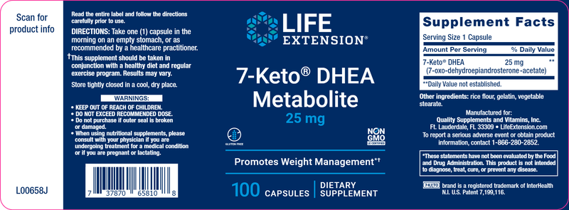 7-Keto® DHEA Metabolite (Life Extension) Label