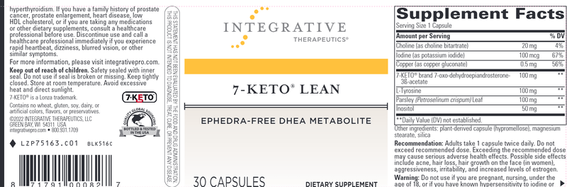 7-Keto Lean (Integrative Therapeutics) Label