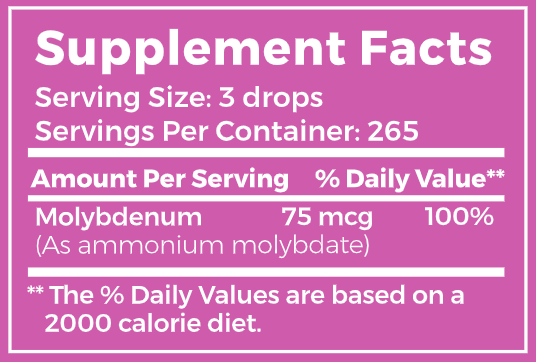 7 Molybdenum Trace Minerals (BodyBio) Supplement Facts