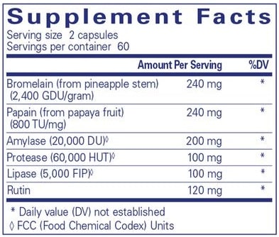 A I Enzymes Pure Encapsulations Supplement Facts