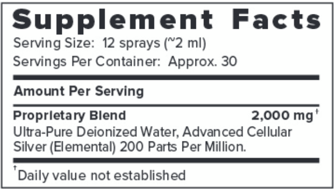 acs 200 silver extra strength supplement facts