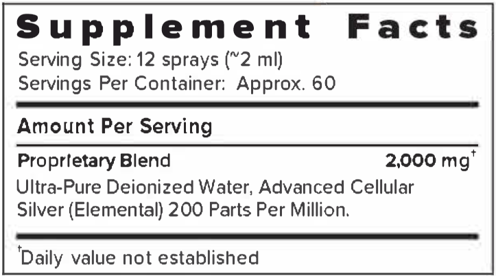acs 200 silver supplement facts