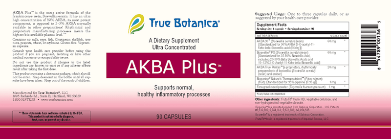 AKBA Plus (True Botanica) Label