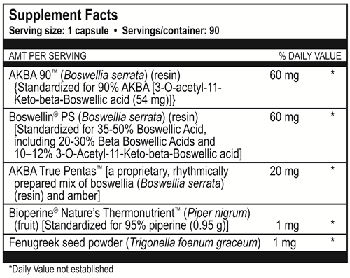AKBA Plus (True Botanica) Supplement Facts