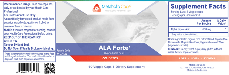 ALA Forte (Metabolic Code) Label