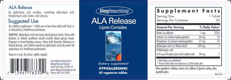 ALA Release (Allergy Research Group) label