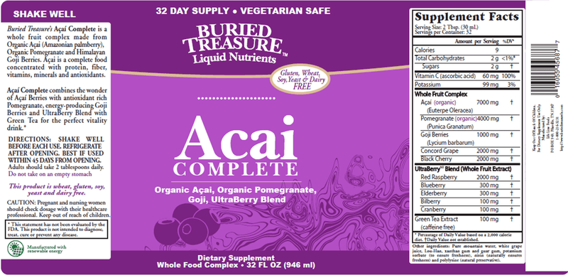 Acai Complete Buried Treasure Label