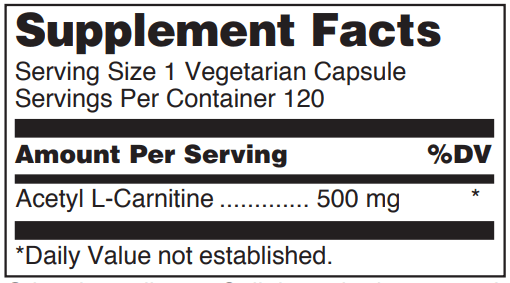 Acetyl L Carnitine 120 Capsules Douglas Labs supplement facts