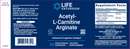 acetyl-l-carnitine arginate (life extension) label