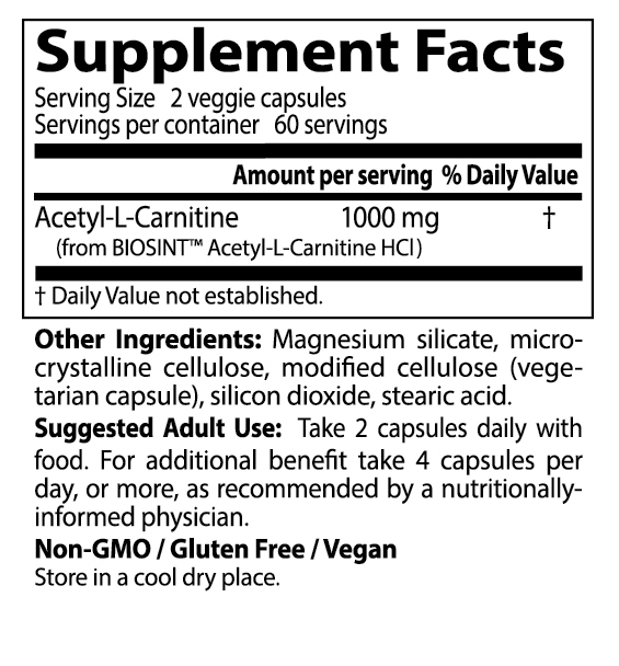 Acetyl-L-Carnitine (Doctors Best) Supplement Facts