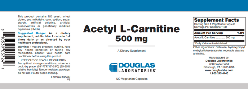 Acetyl L Carnitine 120 Capsules Douglas Labs