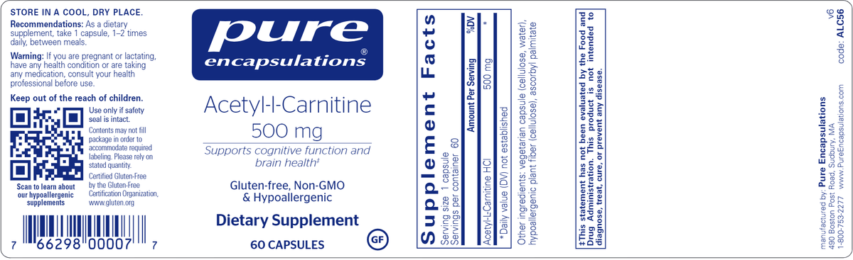 Acetyl-l-Carnitine 500 mg (Pure Encapsulations) Acetyl-l-Carnitine 500 mg (Pure Encapsulations)