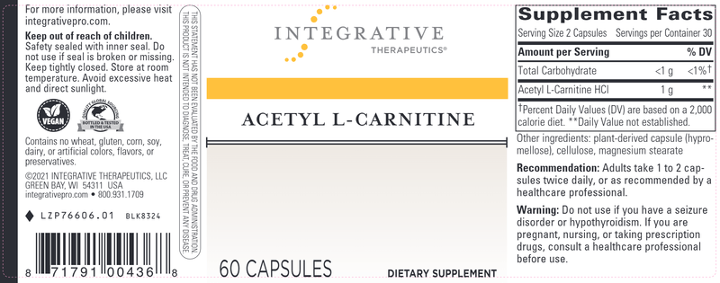 integrative therapeutics l-carnitine Acetyl Acetyl L-Carnitine (Integrative Therapeutics)