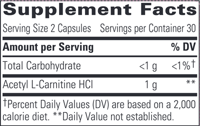 Acetyl L-Carnitine (Integrative Therapeutics) Supplement Facts