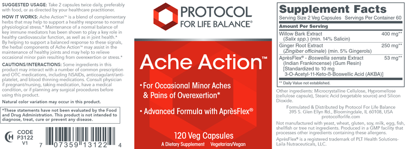 Ache Action (Protocol for Life Balance) Label