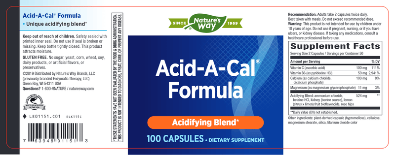Acid-A-Cal (Nature's Way) Label