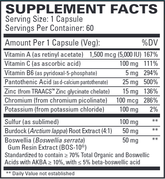 Acne Essentials (Terry Naturally) Supplement Facts
