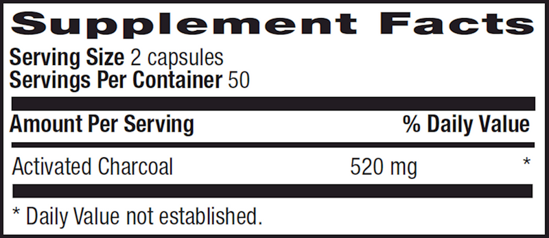 Activated Charcoal 260 mg (Country Life) Supplement Facts