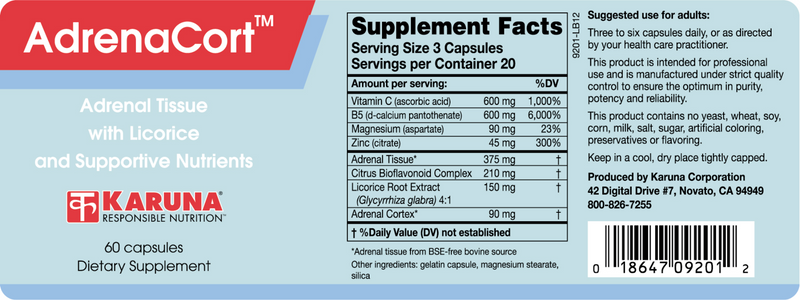 AdrenaCort (Karuna Responsible Nutrition) 60ct Label