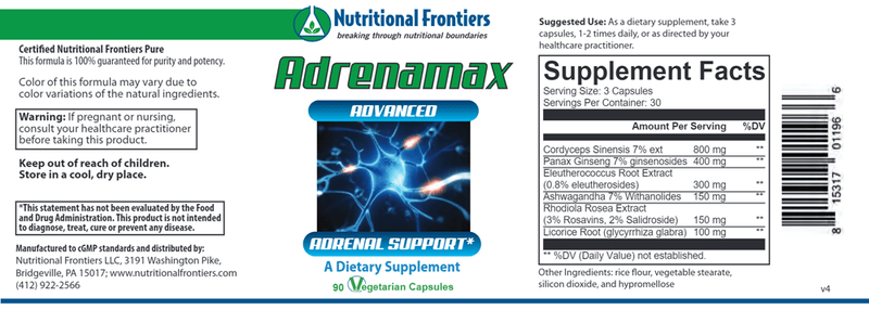 AdrenaMax (Nutritional Frontiers) Label