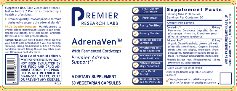 AdrenaVen Premier (Premier Research Labs) Label
