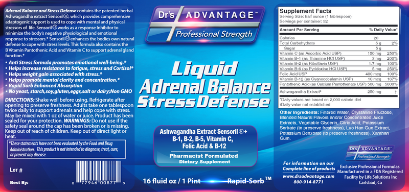 Adrenal Balance & Stress Defense (Drs Advantage) Label
