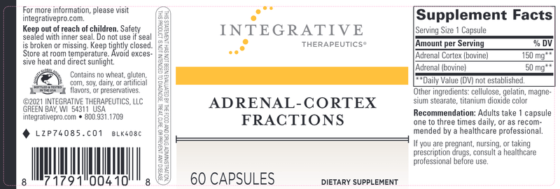 Adrenal-Cortex Fractions (Integrative Therapeutics) Label