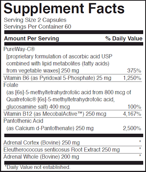 Adrenal Benefits 120 Caps DaVinci Labs Supplement Facts