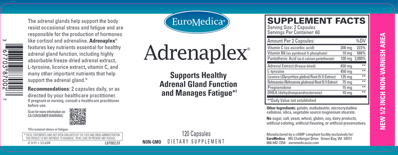 Adrenaplex (Euromedica) 120ct Label