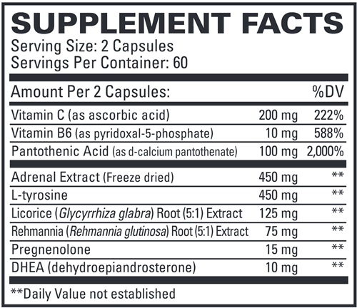 Adrenaplex (Euromedica) 120ct Supplement Facts