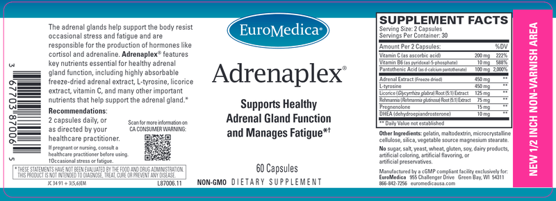 Adrenaplex (Euromedica) 60ct Label