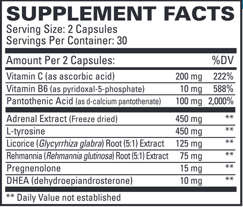 Adrenaplex (Euromedica) 60ct Supplement Facts