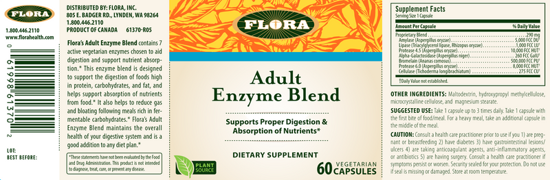Adult Enzyme Blend (Flora) Label
