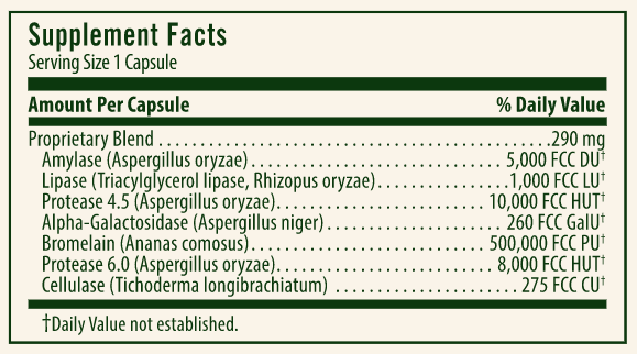 Adult Enzyme Blend (Flora) Supplement Facts