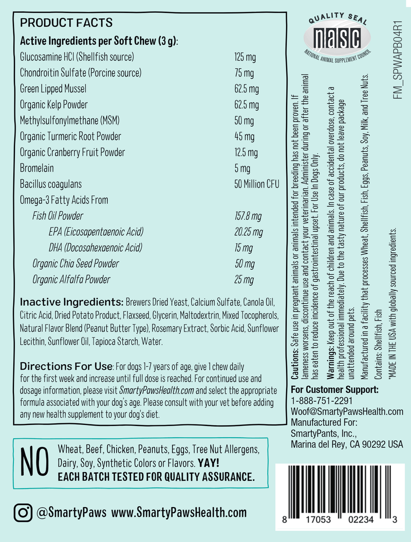 Adult Formula - Peanut Butter (SmartyPants Vitamins) Label