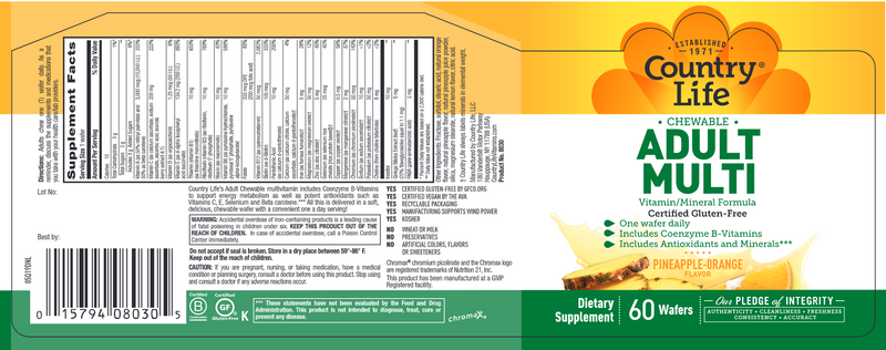 Adult Multi Chew (Country Life) Label