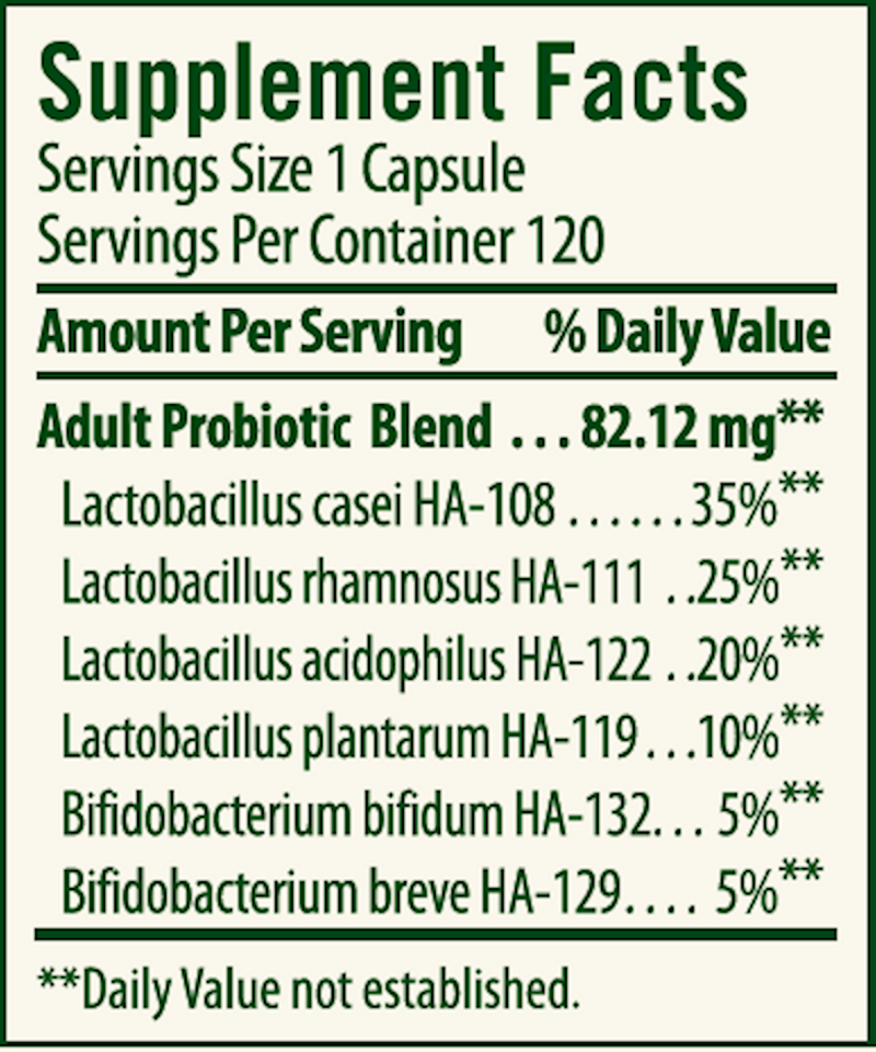 adult's probiotic (flora) supplement facts