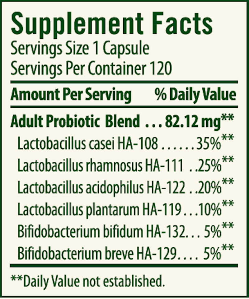Adult's Blend Probiotic (Flora) 120ct Supplement Facts