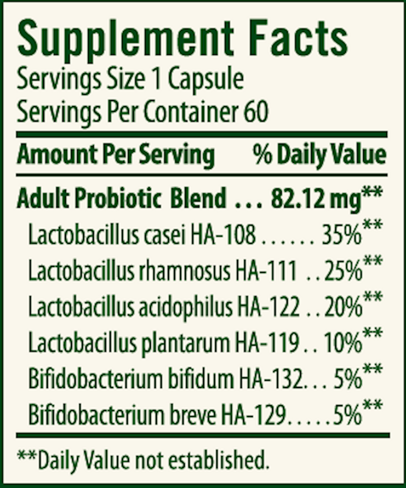 adult's probiotic (flora) supplement facts